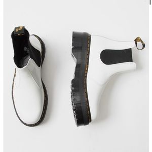 NEW! Dr Martens 2976 Quad Platform White Chelsea Boots